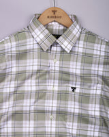 Drinova Pista Green Waffle Check Dobby Cotton Shirt