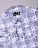 Drinova Gray Waffle Check Dobby Cotton Shirt