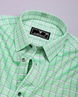 Seafoam Green With White Twill Check Premium Cotton Shirt
