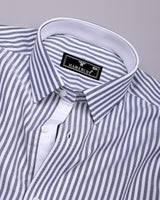 Naxon Blue With White Dobby Stripe Formal Cotton Designer Shirt