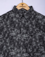 Silycon Black With Gray Printed Cotton Shirt