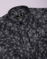 Silycon Black With Gray Printed Cotton Shirt