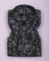 Silycon Black With Gray Printed Cotton Shirt