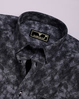 Silycon Black With Gray Printed Cotton Shirt