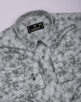 Silycon Gray With Black Printed Cotton Shirt