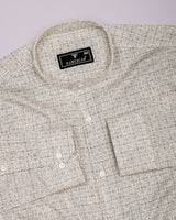 Confer Cream With Green Printed Cotton Shirt