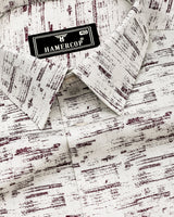 Hampy Off White With Purple Printed Cotton Shirt