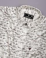 Hampy Off White With Purple Printed Cotton Shirt