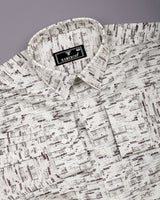 Hampy Off White With Purple Printed Cotton Shirt