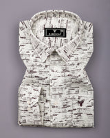 Hampy Off White With Purple Printed Cotton Shirt