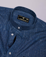 Confer Blue With Black Printed Cotton Shirt