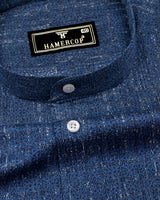 Confer Blue With Black Printed Cotton Shirt