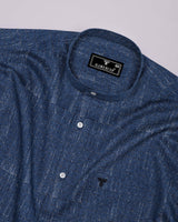 Confer Blue With Black Printed Cotton Shirt