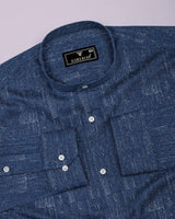 Confer Blue With Black Printed Cotton Shirt