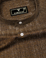 Confer Moss Green With Black Printed Cotton Shirt