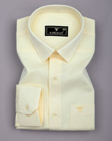 Swifton Light Yellow With White Dobby Formal Cotton Shirt