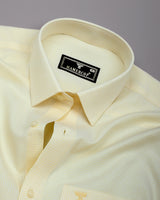 Swifton Light Yellow With White Dobby Formal Cotton Shirt