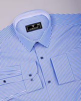 Scamp Blue With White Stripe Formal Cotton Designer Shirt