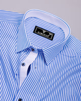 Scamp Blue With White Stripe Formal Cotton Designer Shirt