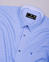Scamp Blue With White Stripe Formal Cotton Designer Shirt