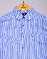 Scamp Blue With White Stripe Formal Cotton Designer Shirt