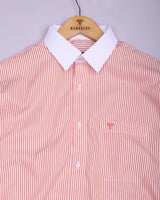 Apricot Orange With White Stripe Designer Cotton Shirt