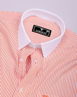 Apricot Orange With White Stripe Designer Cotton Shirt