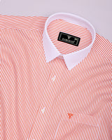 Apricot Orange With White Stripe Designer Cotton Shirt