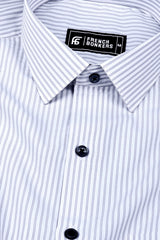 White with grey regency stripe cotton shirt