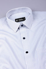 White with grey regency stripe cotton shirt