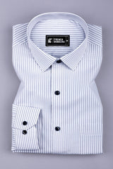White with grey regency stripe cotton shirt