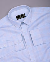 Moxic Blue With White Waffle Check Premium Giza Shirt