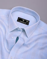 Moxic Blue With White Waffle Check Premium Giza Shirt