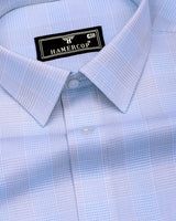 Moxic Blue With White Waffle Check Premium Giza Shirt