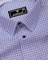 Surf Blue With White Heavy Dobby Designer Cotton Shirt