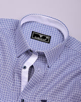 Surf Blue With White Heavy Dobby Designer Cotton Shirt