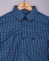 Boron Blue Jacquard Check Dobby Cotton Shirt