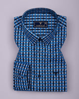 Boron Blue Jacquard Check Dobby Cotton Shirt
