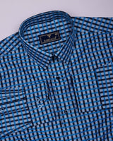 Boron Blue Jacquard Check Dobby Cotton Shirt