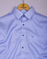 Shark Blue With Black Check Premium Giza Shirt