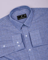 Tappa Blue Houndstooth Check Formal Cotton Shirt
