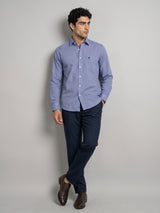 Tappa Blue Houndstooth Check Formal Cotton Shirt