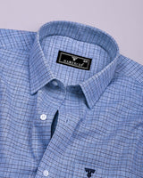 Tappa Blue Houndstooth Check Formal Cotton Shirt