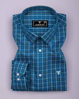 Mineral Blue With White Twill Check Premium Cotton Shirt