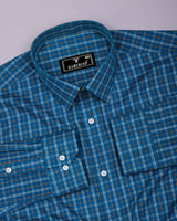 Mineral Blue With White Twill Check Premium Cotton Shirt
