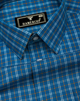 Mineral Blue With White Twill Check Premium Cotton Shirt