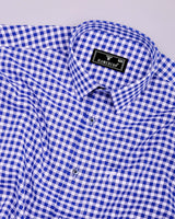 Lazuli Blue With White Check Dobby Cotton Shirt