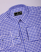 Lazuli Blue With White Check Dobby Cotton Shirt