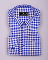 Lazuli Blue With White Check Dobby Cotton Shirt