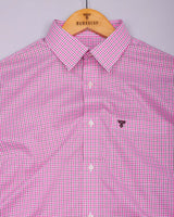 Bubblegum Pink With White Check Cotton Shirt